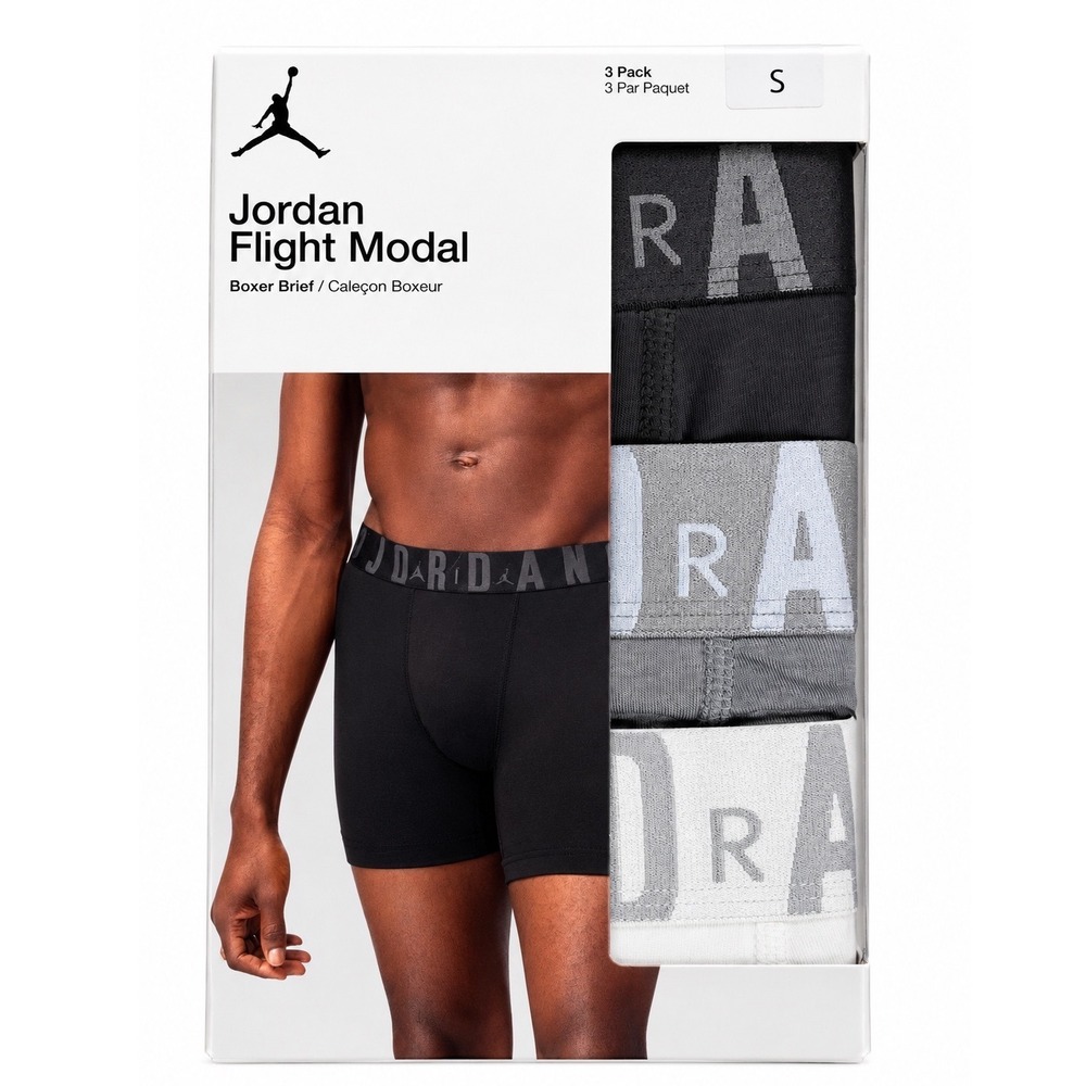 Nike Jordan Flight Essential Mens Boxer Briefs 3‎ Pack Iron Gray Modal Sz Small